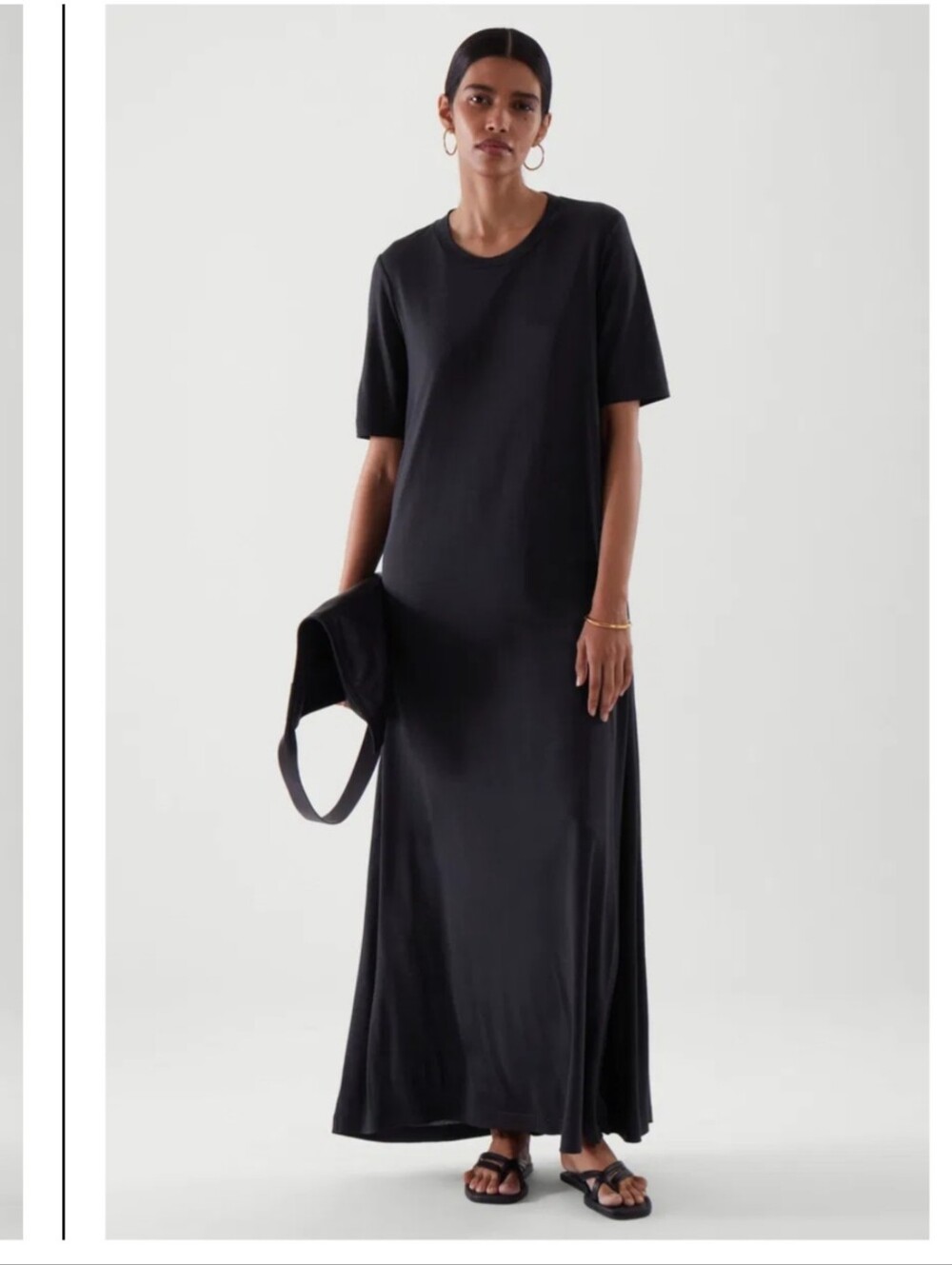 COS Voluminous Maxi T-shirt Dress Navy Relaxed Fit Pullover Size Small Lyocell - Picture 2 of 16